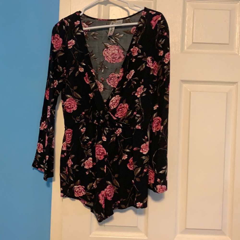 Black floral romper